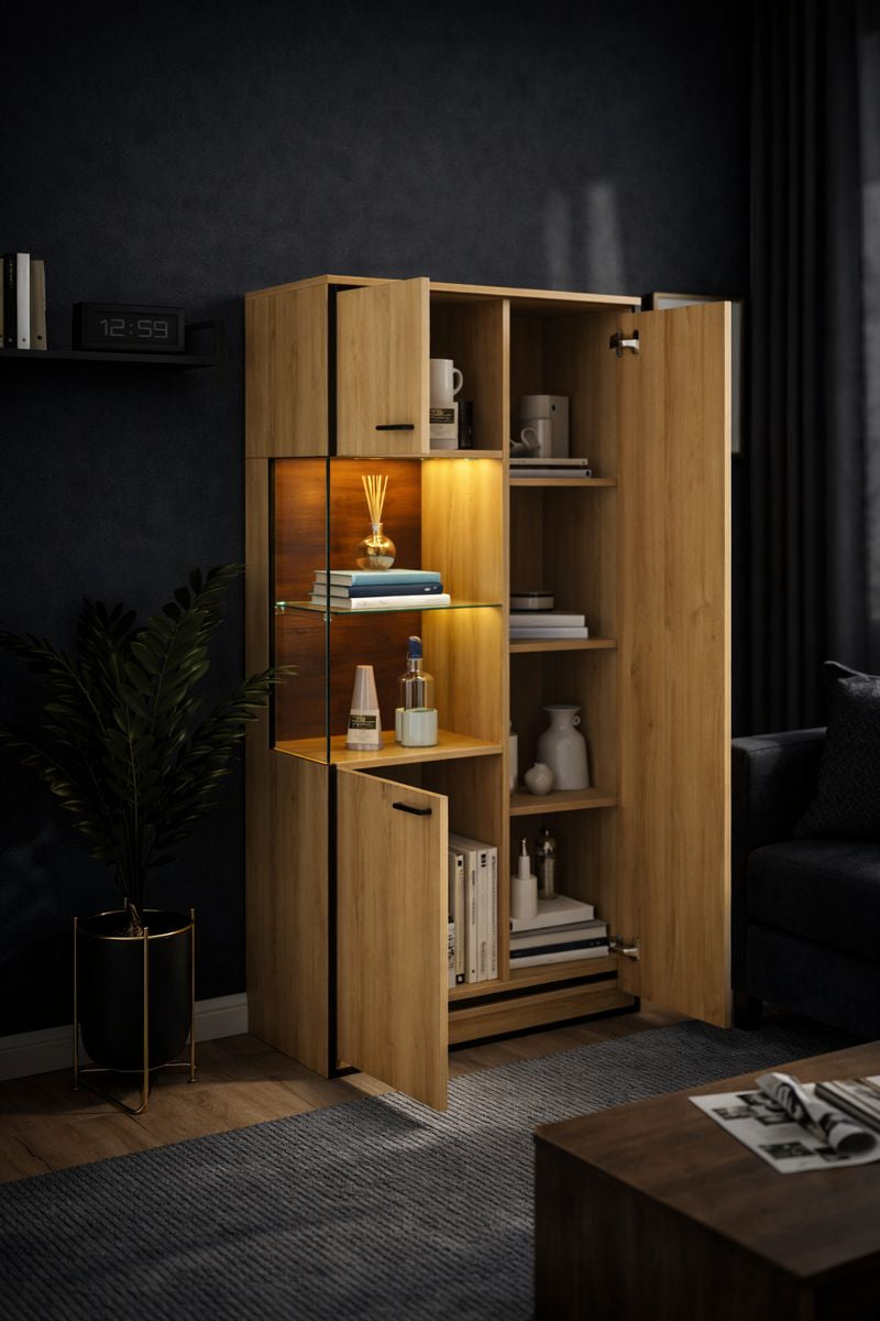 Vitrina moderna de madera natural