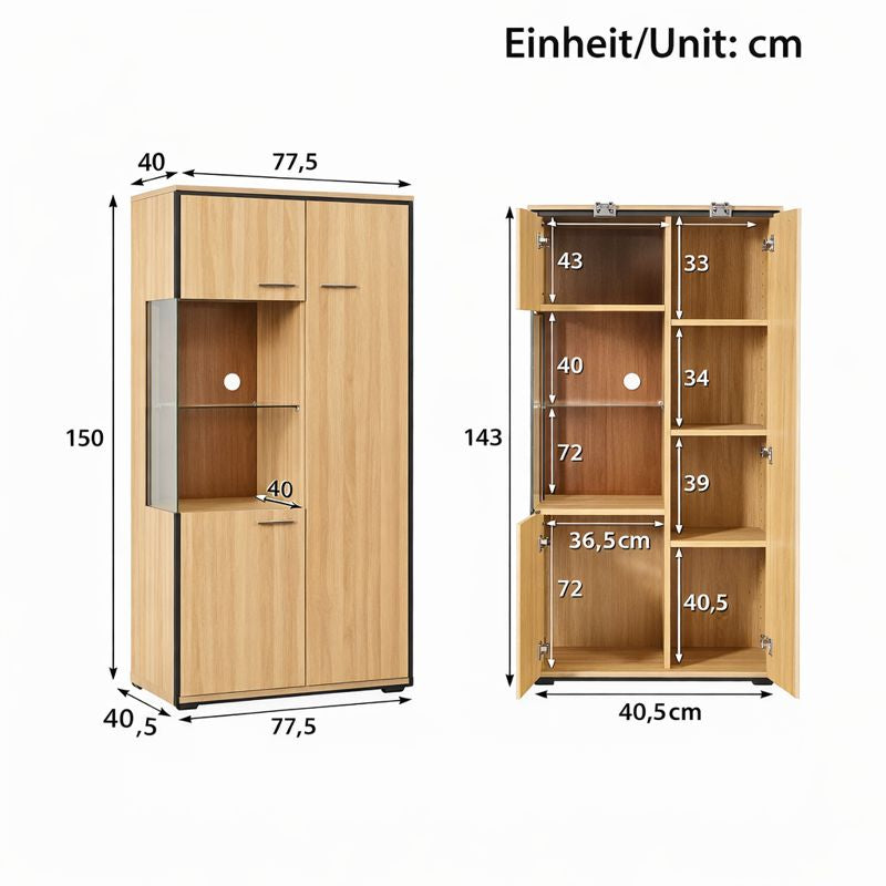 Vitrina moderna de madera natural
